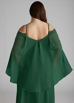 Azazie Cienna Bridesmaid Dresses Dark Green A-Line Off the Shoulder Chiffon Dress image12