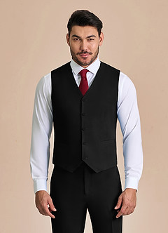 front James Black Structured Stretch Suit Vest