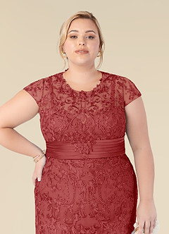 Azazie Jamila Mother of the Bride Dresses Rust Mermaid Lace Dress image11