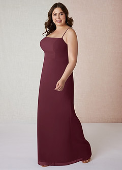 Azazie Tayla Bridesmaid Dresses Cabernet Sheath Square Neckline Chiffon Dress image8