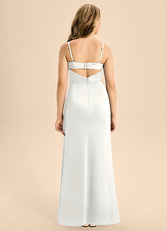 Azazie Renna Junior Linia A Pofałdowany Satyna elastyczna Długość podłogi Młodsza druhna Sukienka image2