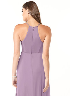 Azazie Annabelle Maternity Bridesmaid Dresses A-Line V-Neck Pleated Mesh Floor-Length Dress image3