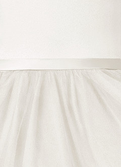 Azazie Marybell Flower Girl Dresses Ivory A-Line Bow Tulle Dress image4