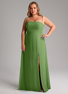 Azazie Wren Robes de demoiselle d'honneur Robe Trapèze Convertible en Mousseline de soie Fente Latérale Basilic image13