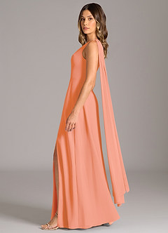 Azazie Tella Vestidos de damas de honor Vestido de Atardecer de Gasa de Corte en A con Hombro unilateral image4