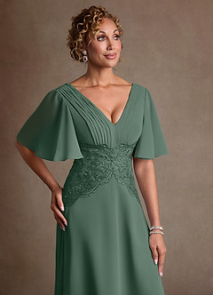 Azazie Milliat Suknie dla Matki Panny Młodej Linia A Koronka Szyfon Długość podłogi Sukienka image5