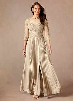 Azazie Corinne Kleider für die Brautmutter A-Linie Pailletten Chiffon Kleid Champagner image3
