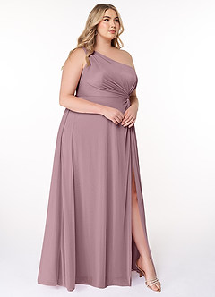 Azazie Brooke Kleider zum Anprobieren zu Hause A-Linie One-Shoulder Gittergewebe Kleider Altrosa image9