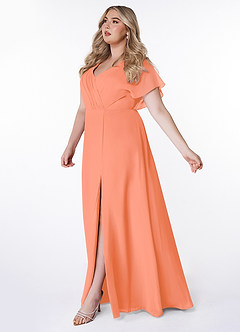 Azazie Rylee Bridesmaid Dresses Sunset A-Line Pleated Chiffon Dress image8