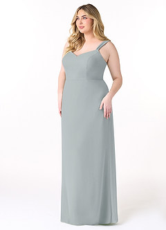 Azazie Denice Vestidos de damas de honor Vestido de Gris Delfín de Gasa de Recto con Plisado image11