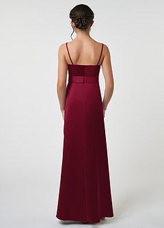 Azazie Anina Junior Robe Trapèze en Satin extensible Arc Bourgogne image2
