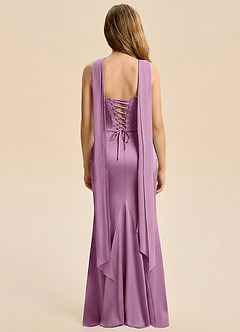 Azazie Sorrel Junior Wisteria Mermaid Ruched Stretch Satin Dress image2