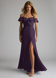 Azazie Sophie Bridesmaid Dresses Plum A-Line Off the Shoulder Chiffon Convertible Dress image1