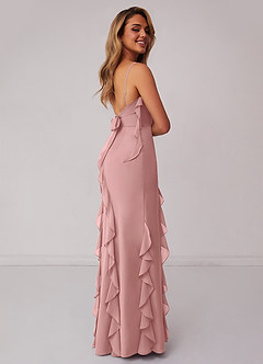 Barbie ♥ Azazie Bridesmaid Dresses Dusty Rose Sheath Bow Chiffon Dress image2