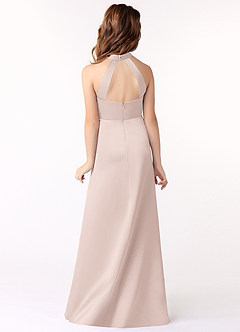 Azazie Laurel Junior Blushing Pink A-Line Stretch Satin Dress image3