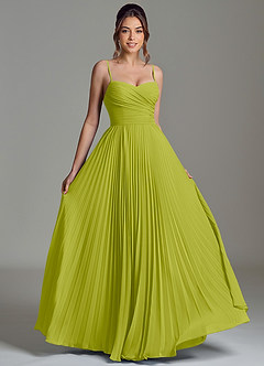 Azazie Catie Abiti da Damigella Abito A-Line in Chiffon Scollo a Cuore Citronella image3