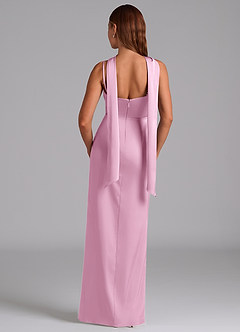 Azazie Calandra Robes de demoiselle d'honneur Robe Trapèze en Satin extensible Plissée Rose Bonbon image4
