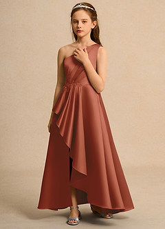 Azazie Taffy Junior Formal Flower Girl Klänningar Klä A-Line i Matt satäng Spets image5