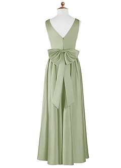 Azazie Hathaway Junior A-Linie Schleifen Stretch-Satin Kleid Staubiger Salbeigrün image6