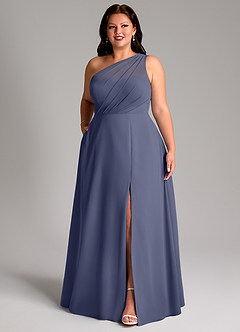 Azazie Phaedra Bridesmaid Dresses Stormy A-Line One Shoulder Chiffon Dress image12