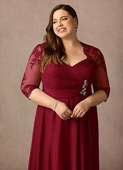 Azazie Anne Mother of the Bride Dresses Burgundy Sheath Sweetheart Sequins Lace Dress image17