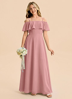 Azazie Maggie Junior Dusty Rose A-Line Off the Shoulder Chiffon Dress image5