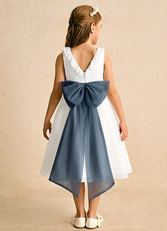 Azazie Dani Flower Girl Dresses Ivory Neptune A-Line Bow Chiffon Dress image7