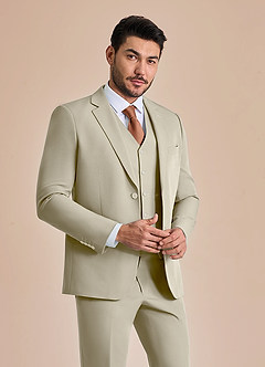 front James Tan Structured Stretch Suit Jacket