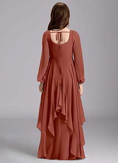 Azazie Clara Junior Abito A-Line in Chiffon Blusa Auburn image2