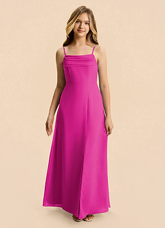Azazie Lilly Junior Fuchsia A-Line Pleated Chiffon Dress image4
