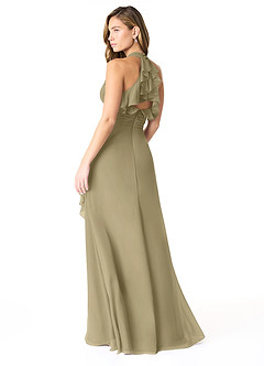 Azazie Aviv Bridesmaid Dresses Moss Green A-Line Pleated Chiffon Dress image2