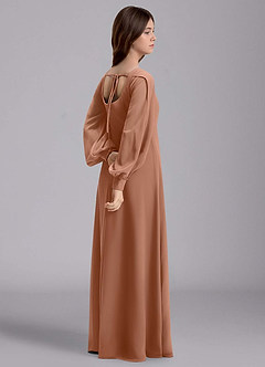 Azazie Bondi Junior Robe Trapèze en Mousseline de soie Blouson Bronze image6