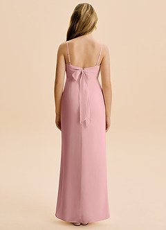 Azazie Mai Junior Vestido de Rosa Polvorienta de Gasa de Corte Recto con Plisado image2