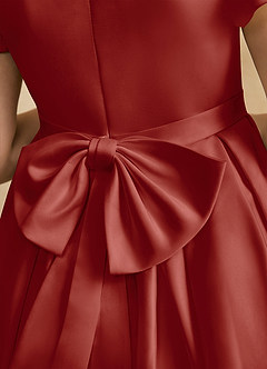 Azazie Pearl Flower Girl Dresses Terracotta Ball-Gown Pleated Matte Satin Dress image8