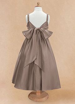 Azazie Midge Final Sale Dusty Blue A-Line Bow Matte Satin Dress image6