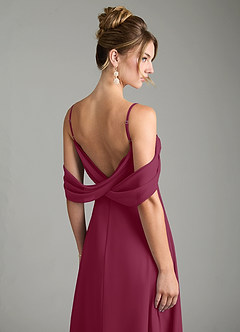 Azazie Mercedes Bridesmaid Dresses Mulberry A-Line Off the Shoulder Chiffon Dress image7