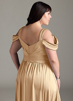 Azazie Lianne Jurken voor bruidsmeisjes Jurk van Stretch Satijn met A-Lijn Off the Shoulder Champagne image15