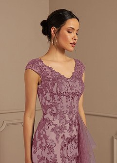 Azazie Melena Mother of the Bride Dresses Vintage Mauve Champagne Mermaid Lace Tulle Dress image5