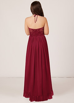 Azazie Sarafina Junior Burgundy A-Line Lace Chiffon Dress image2