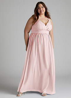 Azazie Ashia Final Sale Blushing Pink A-Line Pleated Chiffon Dress image9