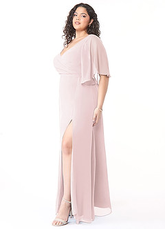 Azazie Cierra Bridesmaid Dresses Blushing Pink A-Line V-Neck Chiffon Dress image11