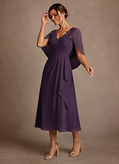 Azazie Forums Mère de la mariée Robes Robe Trapèze en Dentelle Prune image3