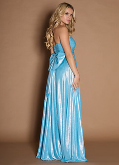 Bibana Aqua Blue Straight Neckline Prom Gown image7
