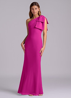 Azazie Yuanna Bridesmaid Dresses Fuchsia Mermaid One Shoulder Chiffon Dress image4