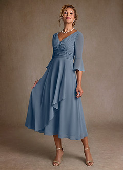 Azazie Aerynne Abiti per la Madre della Sposa Abito A-Line in Chiffon Plissettato Crepuscolo image3