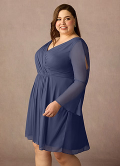 Azazie Teraso Mother of the Bride Dresses Stormy A-Line Pleated Mesh Dress image14