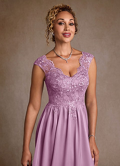 Azazie Amethyst vestidos de madre de la novia Vestido de Glicinia de Encaje de Corte en A image6
