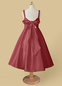 Azazie Cutie Pie Flower Girl Dresses Antique Rose A-Line Pleated Matte Satin Dress image5