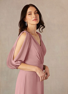 Azazie Bronwyn Mother of the Bride Dresses Dusty Rose A-Line V-Neck Ruched Chiffon Dress image3