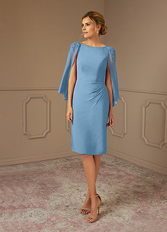 Azazie Carmela Mother of the Bride Dresses Steel Blue Sheath Lace Chiffon Dress image2
